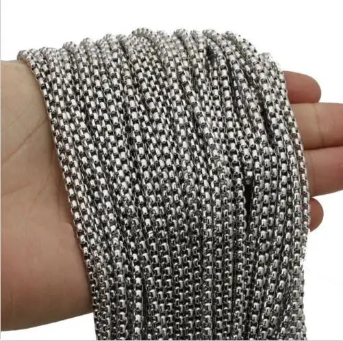 

Lot 100meter/bag Fashion 3mm Square Rolo -Link Chain Stainless Steel Jewelry Finding Chain DIY Jewelry marking wholesale