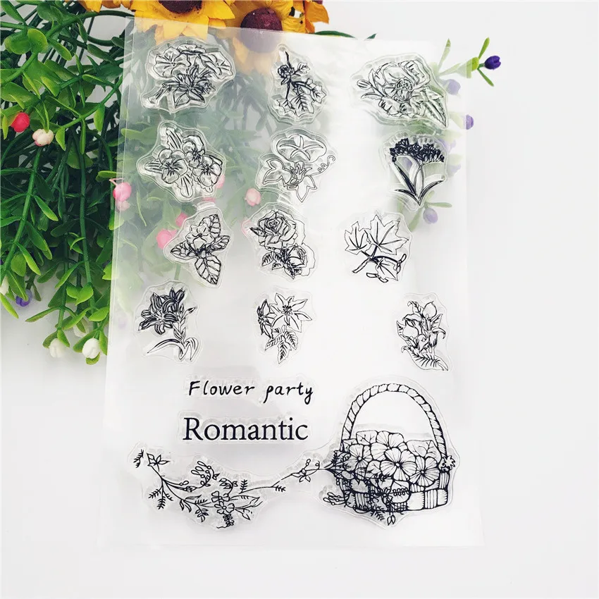 

New Romantic Flower Party Transparent Clear Stamps Silicone Seal for DIY Scrapbooking Card Making Photo Album Decoration Crafts