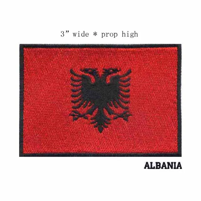 7,62 см в ширину, 1 шт., нашивка с флагом страны, нашивка в полоску, Вышитый Флаг ЕС, США, Ливана, тактические военные нашивки с железом, армейская аппликация - Цвет: Albania 2b