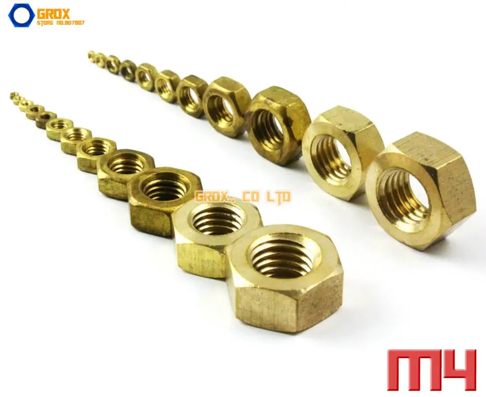

200 Pieces M4 Brass Metric Thread Hexagon Nut
