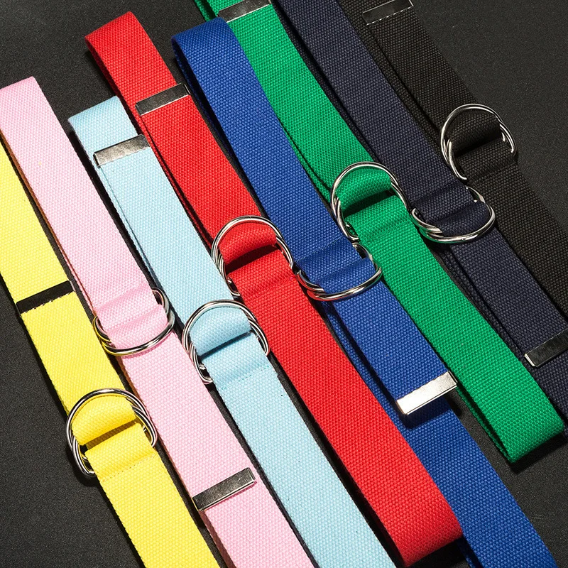 

110cm Boy Girls Unisex Long D Ring Buckle Nylon Belt Harajuku All Match Jeans Canvas Belt Lovers Solid Color Long Belts