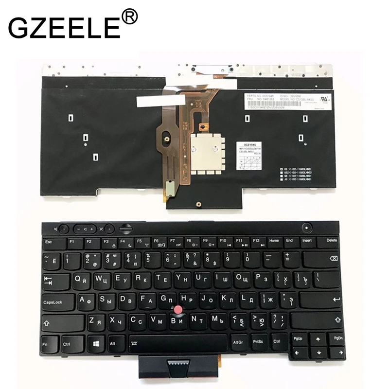 

GZEELE New keyboard for Lenovo Thinkpad T430 T530 X230 W530 L530 backlight Backlit RU Russian Teclado 04X1263 04X1376 0C01946