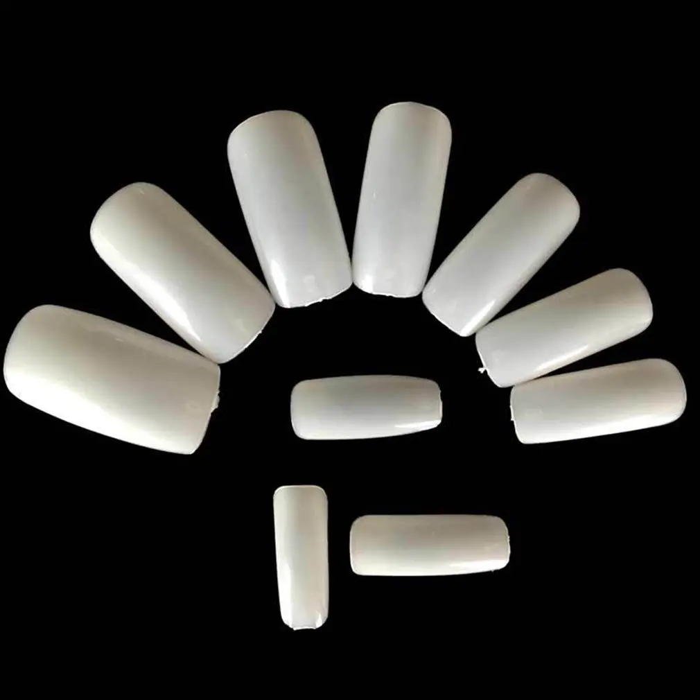 

100Pcs and Box Clear Half Transparent Acrylic UV Gel Manicure False Nail transparent crystal fake nails