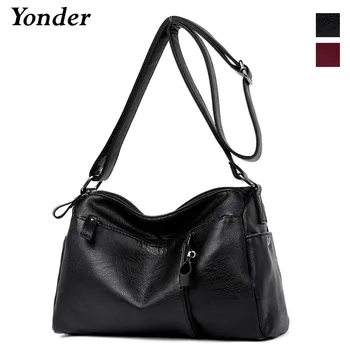 

Yonder women bag fashion women messenger bag female high quality shoulder crossbody bags ladies designer handbag red wine/Black