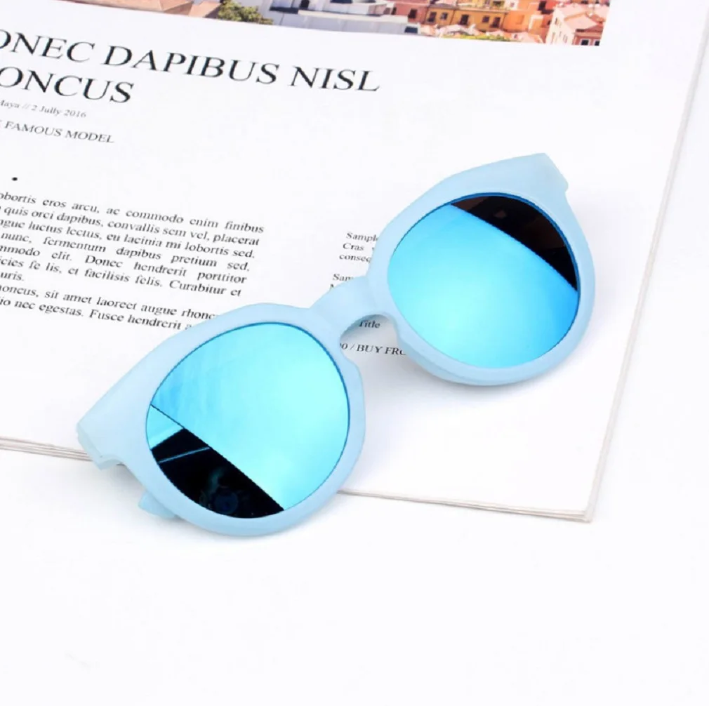 Детские солнцезащитные очки для девочек модные детские пляжные игрушки оттенки яркие линзы UV400 Защита солнцезащитные очки яркие цвета От 2 до 8 лет - Цвет: Темно-синий