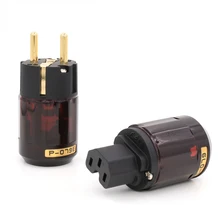 Бесплатная доставка Hi-Fi аудио штекер питания одна пара позолоченный C-079 IEC P-079e Schuko EU plug для аудио разъем