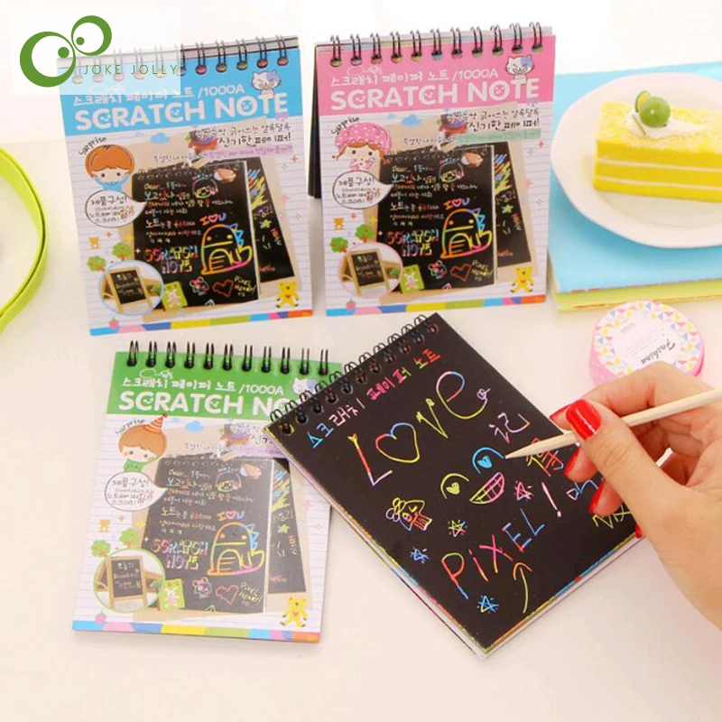 

Drawing Paper DIY Painting Educational Toys For Children Fun Doodling Scratch Kids Christmas Colorful Black With Wood Stick GYH