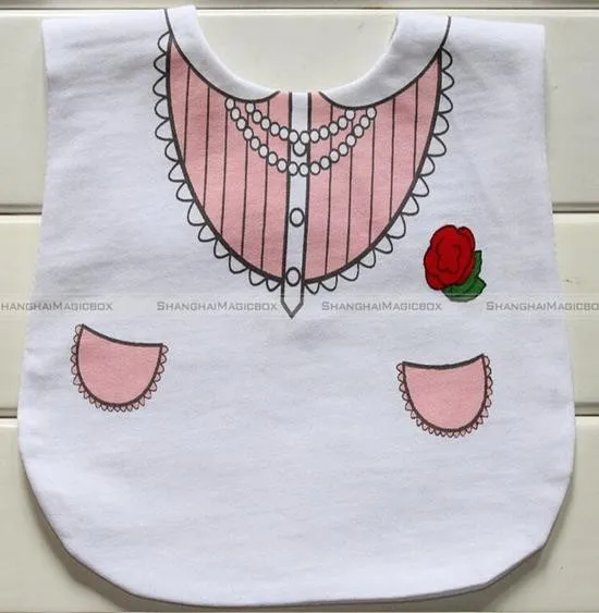Дизайн черный белый смокинг с галстуком-бабочкой принцесса детские слюнявчики для кормления младенцев вечерние 50 шт./лот