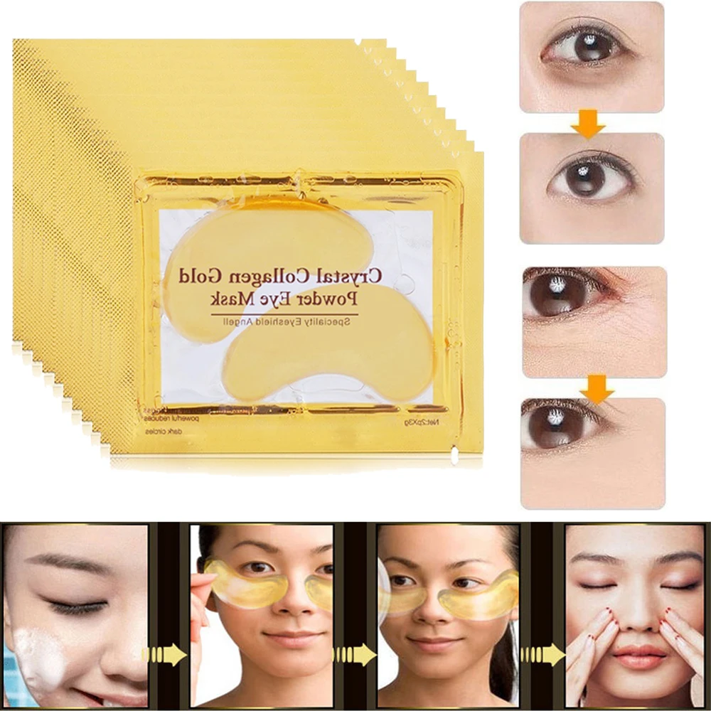 

24K Gold Eye Mask Collagen Crystal Serum Eye Patches Anti Wrinkle Puffiness Dark Circle Anti-aging Eyes Skin Care Ageless 5pcs