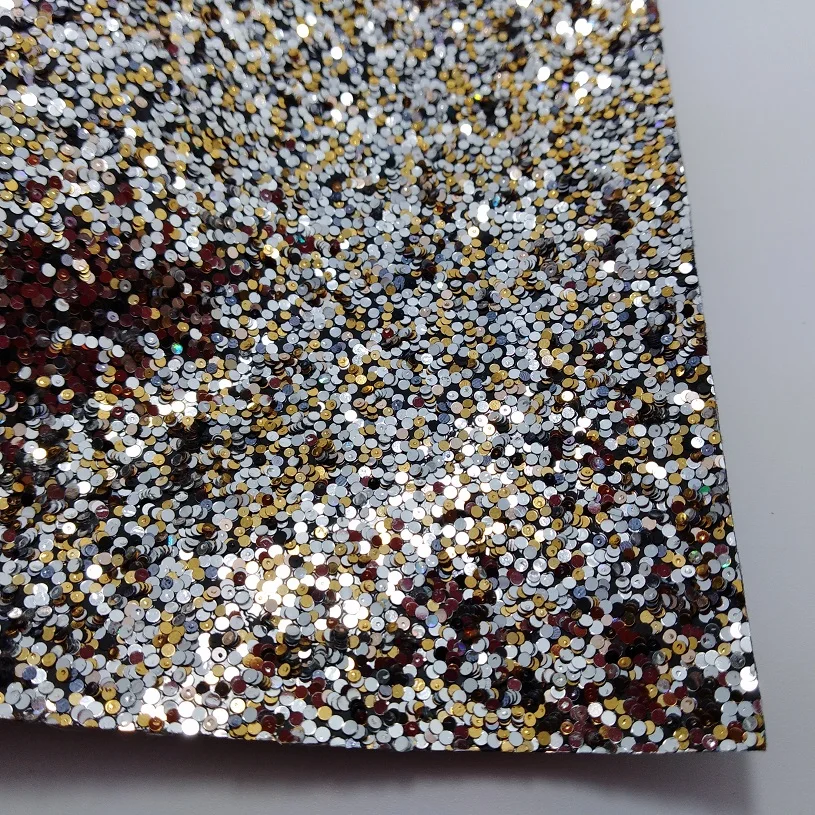 1PCS 21x29cm SILVER Chunky Glitter Leather PU Leather Synthetic Leather