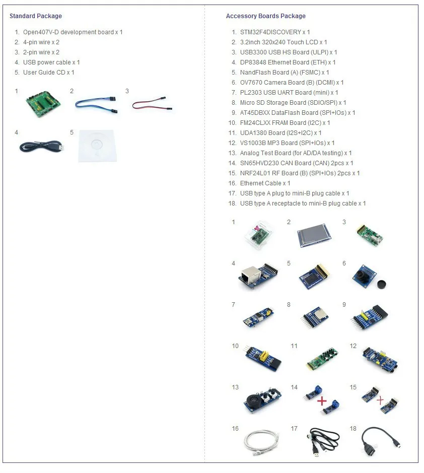 STM32F4DISCOVERY STM32F407VGT6 STM32F407 STM32 ARM Cortex-M4 макетная плата+ 15 модули комплект = Open407V-D посылка B