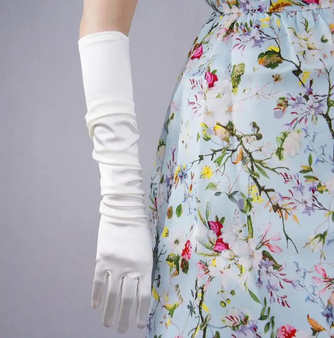 

Women's long elastic satin glove lady's sunscreen glove 55cm R266