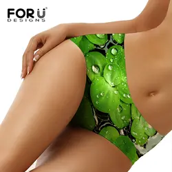 Forudesigns/зеленый лист 3D печатных Нижнее Бельё для девочек бренд Для женщин Мода Бесшовные Трусики для женщин женские дышащие эластичные