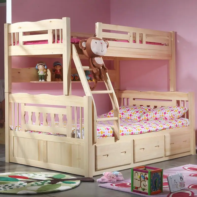 Solid wood furniture pine bunk beds for children boys and