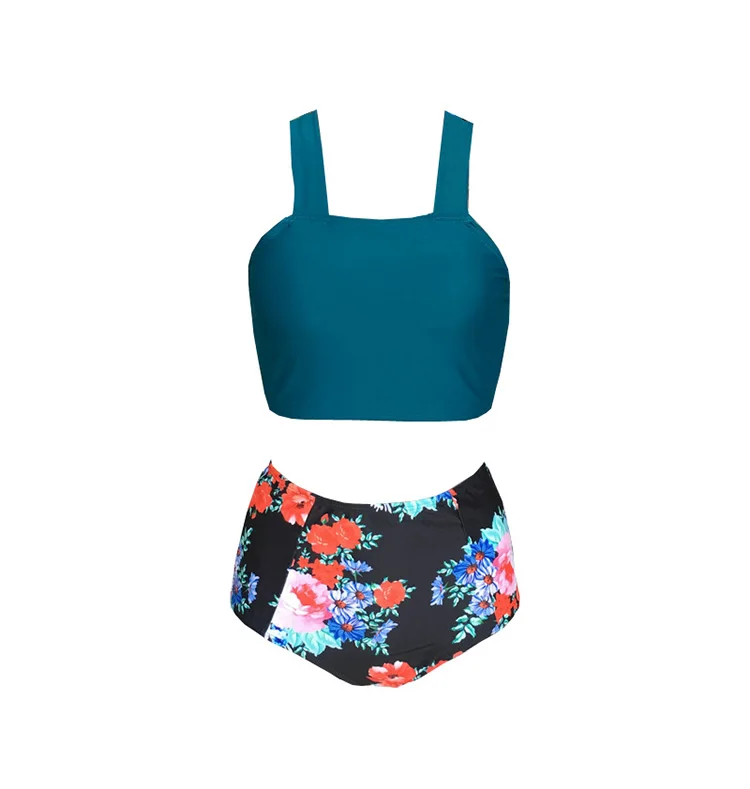 Green-print-high-waist-Wide-shoulder-strap-Sports-swimwear-bikini_03