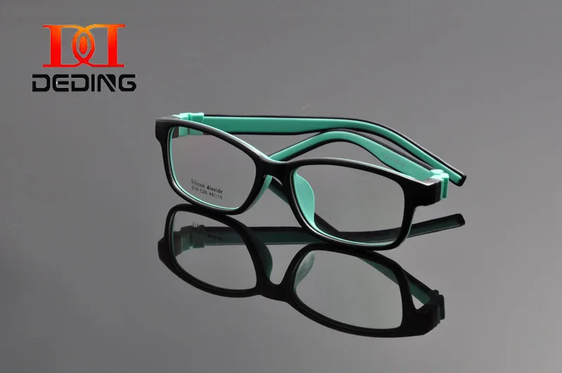 

DeDing Unbreakable Teens 360 Twist Silicone Rectangle Glasses Size 49,Flexible No Screw ,Temple Detachable With Cord DD0272-1