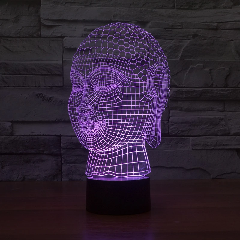 7 меняющихся цветов 3d иллюзия ночник с Буддой|night light|3d illusion night light3d |