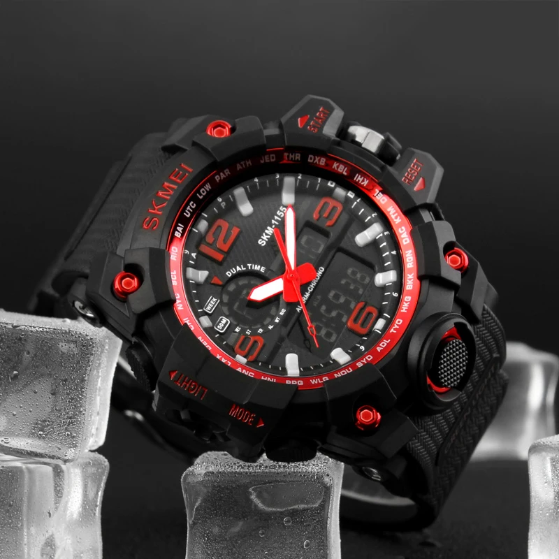 

Electronic Quartz Wristwatche Luminous Men Sports Military Watch Dual Display Analog Digital LED Shock Resistant 50m Waterproof