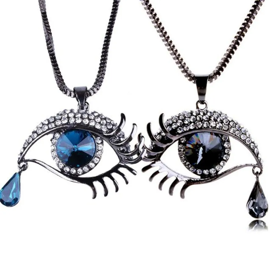 

Best Price women 2019 Crystal Oval Teardrop Bead Eye Shape Design Pendant Link Necklace 362510 ##418