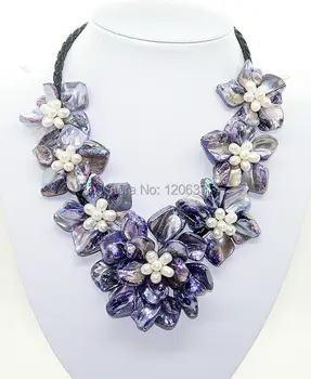 

ORANGE natural White pearl lavender shell mother of pearl 7 flower pendant necklacee wholesale women's jewelryParty Luxury Dubai