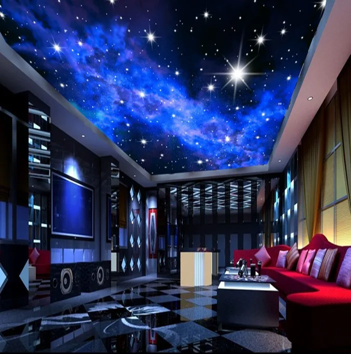 Murals 3D Star Nebula Night Sky Wall Painting Ceiling Wallpaper Bedroom TV Background Galaxy Theme Wallpaper