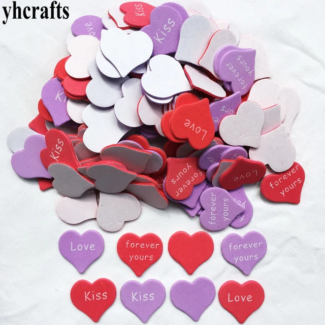 45pcs/lot Love Heart Shapes Glitter Foam Stickers Wedding Birthday Party  Decoration Crafts DIY Self-Adhesive Sticker Kids Toys