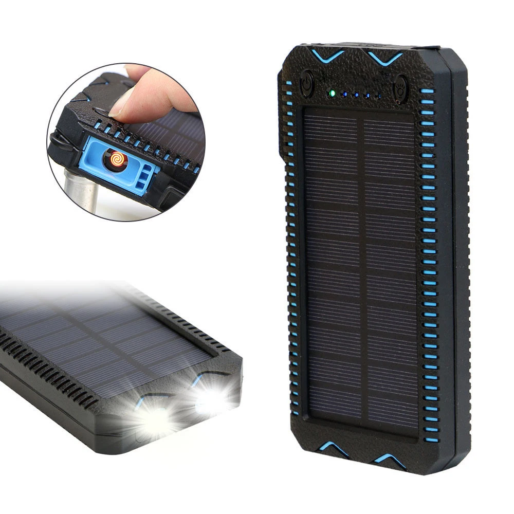 Высокое качество, 15000 мА/ч, солнечное зарядное устройство, внешний, двойной, USB, зарядное устройство, батарея, Внешнее зарядное устройство, водонепроницаемый, перезаряжаемый, Мобильная мощность