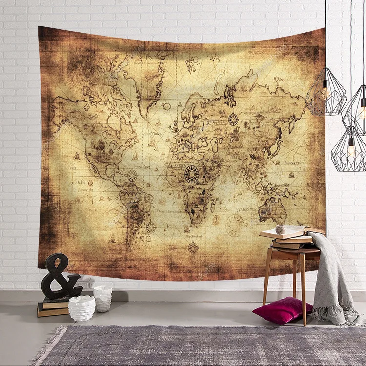 Retro World Map wall Tapestry Yoga Mat Blanket Room decor Sleeping pad Tapestry large carpet Wall hanging Tapestry 150x200cm