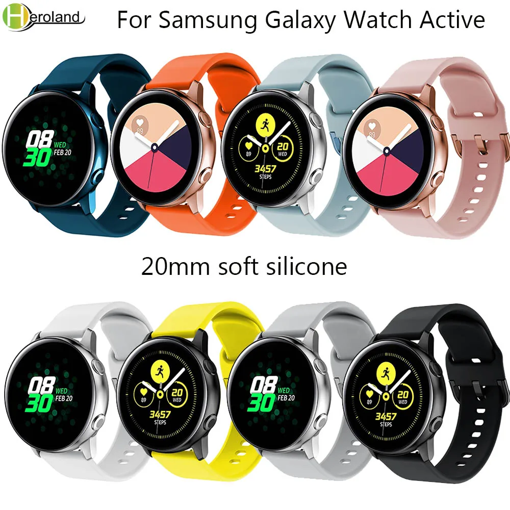 Силиконовый ремешок 20 мм для оригинальных часов Samsung Galaxy Watch Active Band 42 gear S2