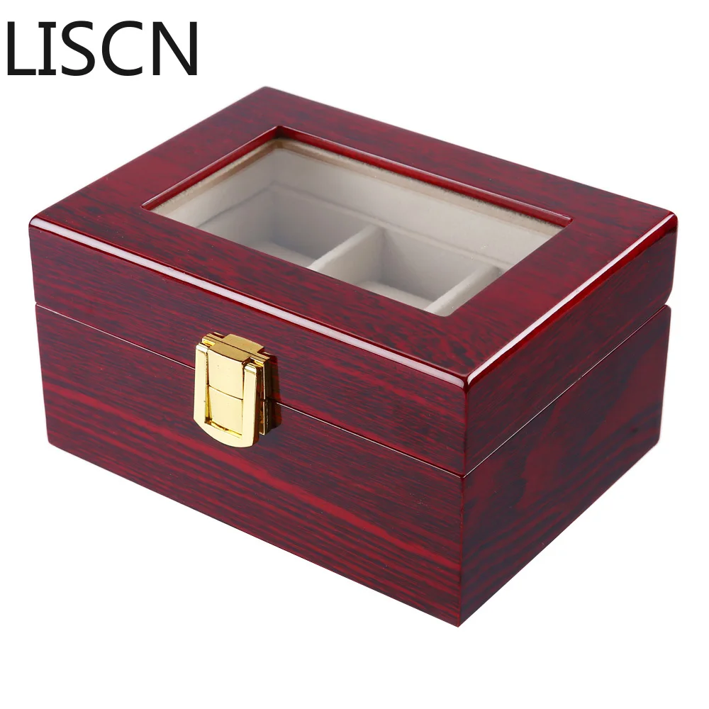 LISCN 3 коробки для часов сетки деревянная коробка для часов прозрачный Чехол Органайзер для украшений Высокое качество низкая цена