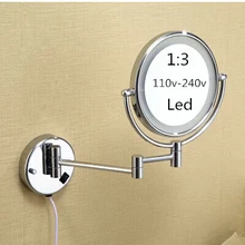 Светодиодное зеркало для ванной комнаты 360, выдвижное настенное светодиодное косметическое зеркало для ванной, двустороннее светодиодное зеркало, аксессуары для ванной комнаты