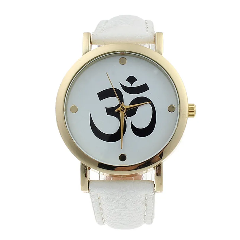 Luxury Women Symbol Pattern Leather Analog Quartz Dial Watch Women Watches Bracelet Watch Ladied #4m20 (2)