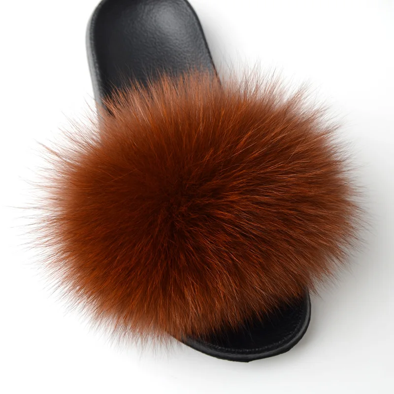 

Fashion Women's Fur Slippers Cute Plush Fox Hair Women's Furry Slippers Ladies Slippers Winter Warm Slippers for Women
