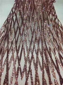 

African Lace Fabric 2019 High Quality Lace Nigerian Lace Fabric With sequins Tulle French Lace For Women Dress F6