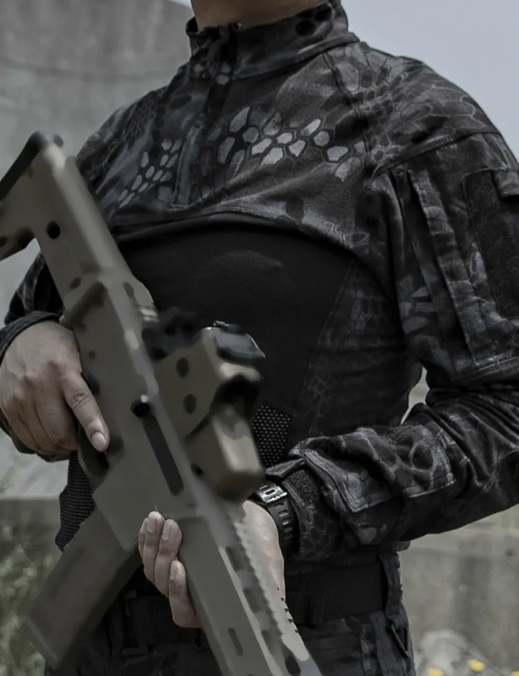 Мужская камуфляжная тактическая рубашка с длинным рукавом, CS полевая армейская Боевая тренировочная форма, военная одежда, уличная охотничья походная рубашка