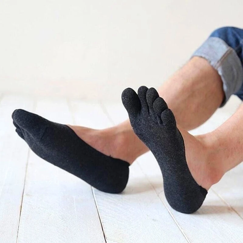 

Summer Cotton Men Five Finger Sport Socks Toe Sock Invisible Nonslip Ankle Breathable Anti-skid Workout Boat Socks Slippers Male