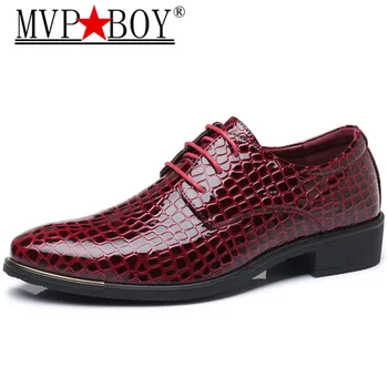 

MVP BOY Crocodile Pattern Leather Men's Wedding Shoes Italian Luxury Dress Shoes Men Business Fashion Formal Shoes Plus Size
