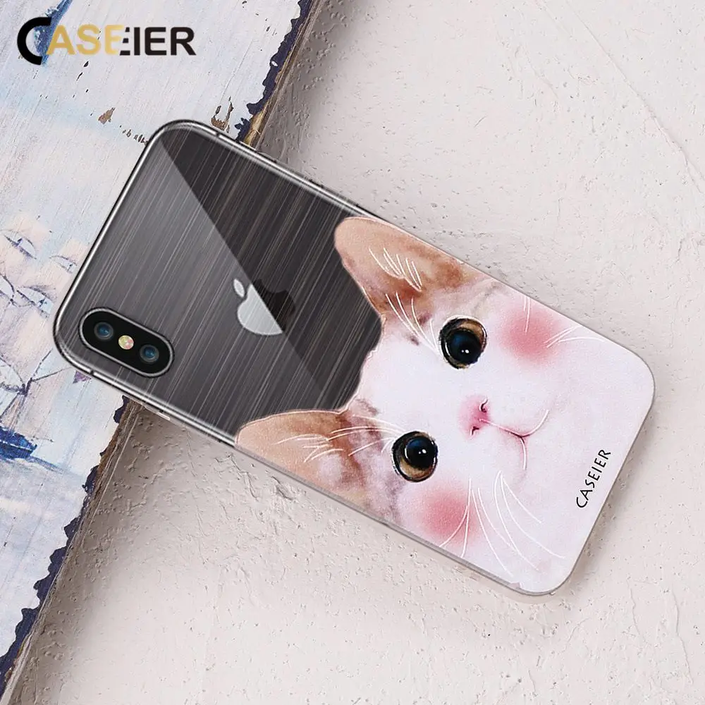 

CASEIER Cat Phone Case For iPhone 7 8 Plus Case Soft TPU Cover For iPhone X 6 6s Plus Cute Patterned Funda Capinha Capa