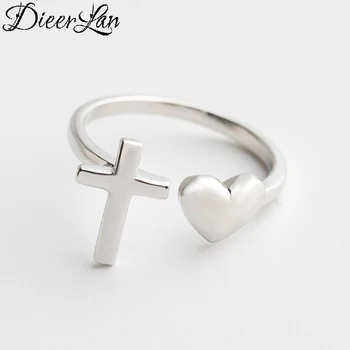 

2019 Trendy 925 Sterling Silver Cross Heart Rings for Women Girls Punk Vintage Personality Lady Bridal Engagement Rings Anillos