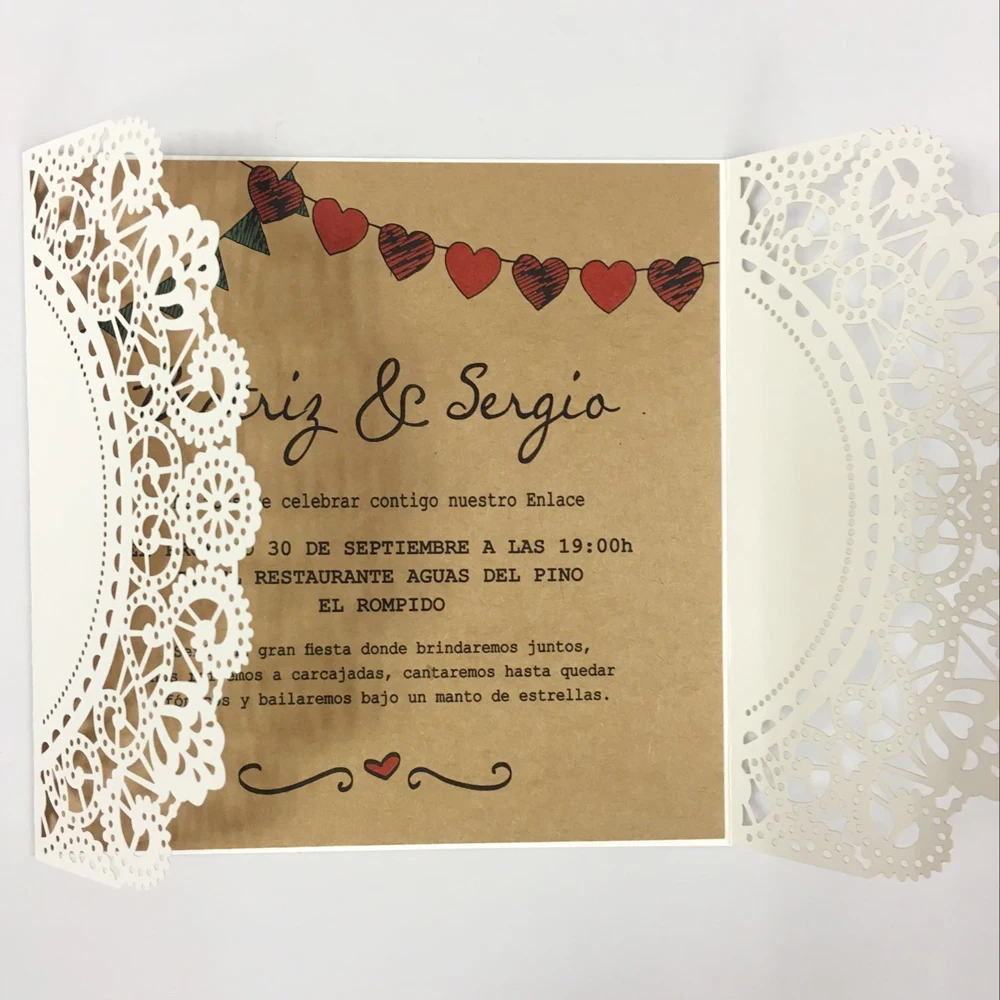  Rustic Wedding Invitations with Monogram Tag Wedding Invitation Cards Print Customized Wording - 32790554377