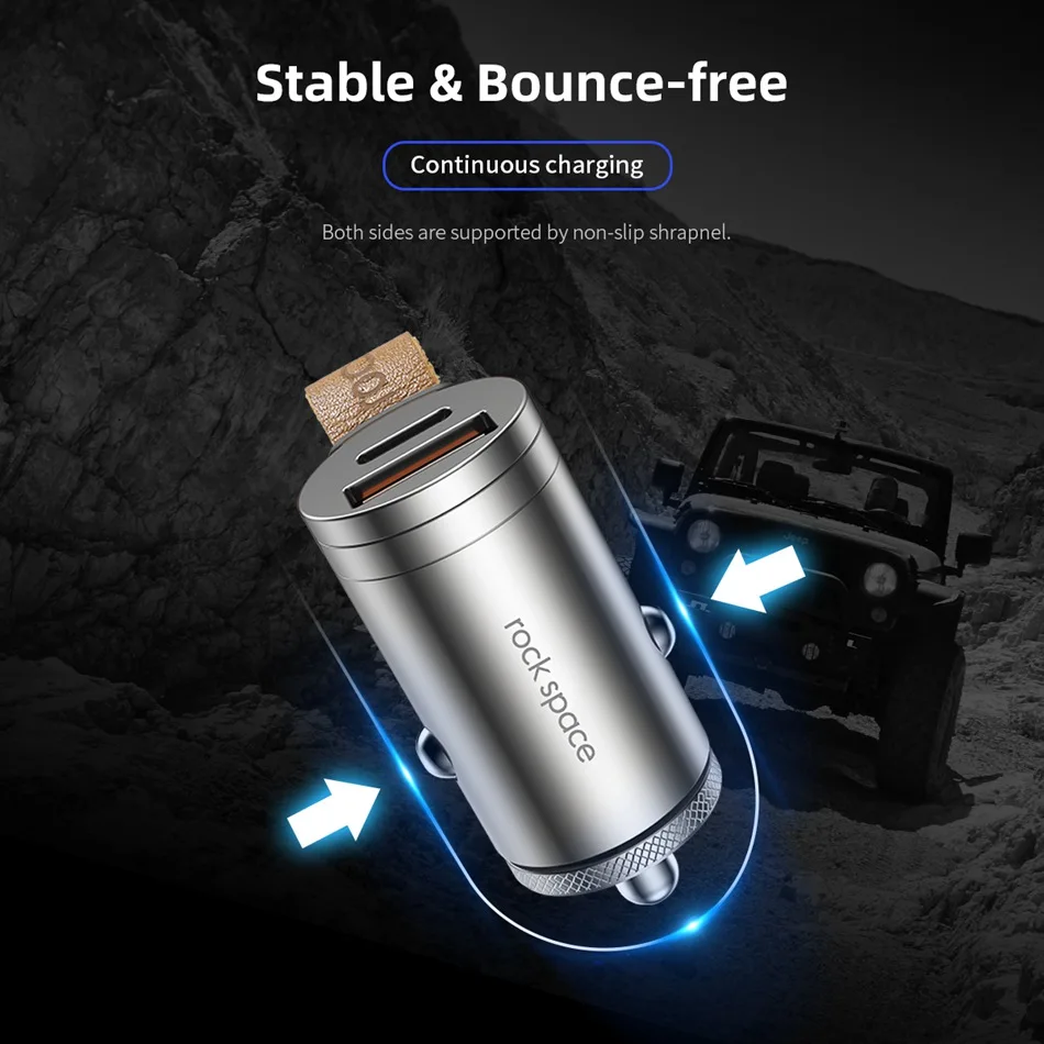 ROCK Quick Charge 4,0 3,0 Автомобильное зарядное устройство 30 Вт USB-C PD QC4.0 QC3.0 QC 5A быстрое зарядное устройство с поясом двойной USB мини автомобильный телефон зарядное устройство Новое