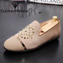 CuddlyIIPanda/мужские модные кроссовки; Новое поступление; Мужская Роскошная повседневная обувь из натуральной кожи с заклепками; мужские вечерние модельные лоферы