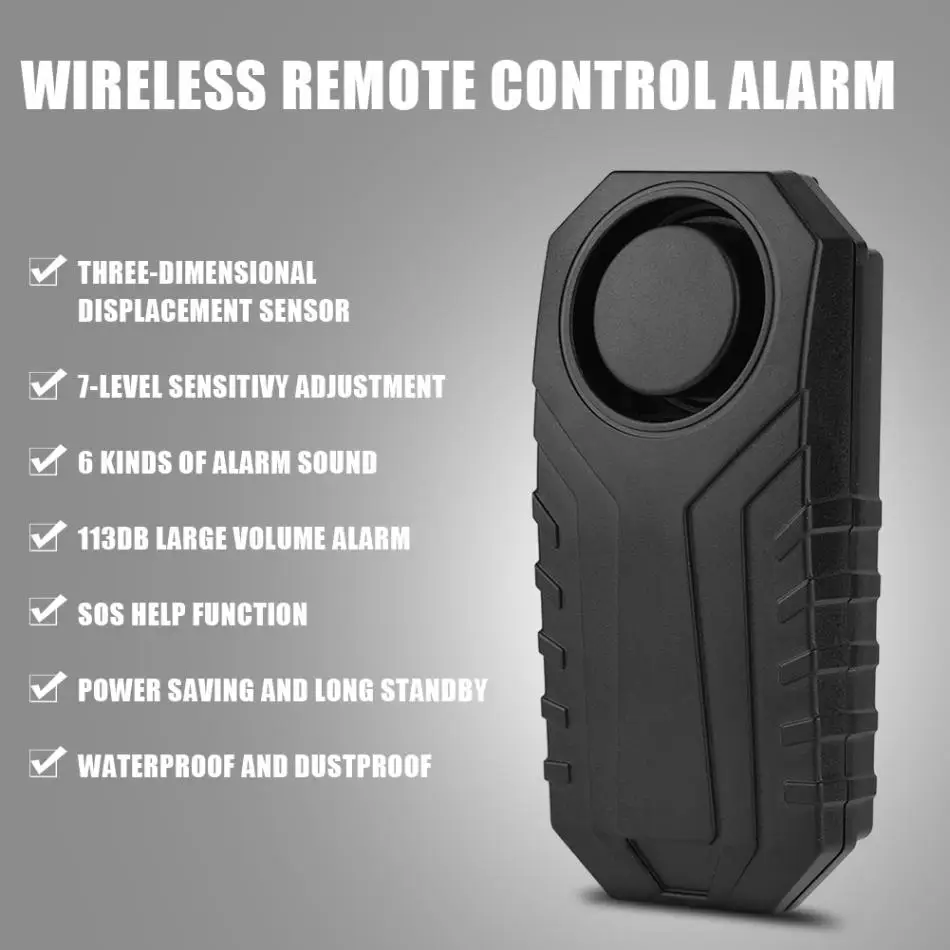 VBESTLIFE Wireless Remote Control Alarm Bicycle Alarm Safety Lock Motorbike Vehicle Burglar