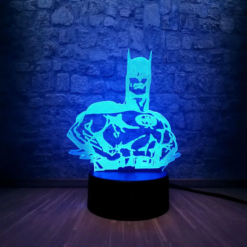 Marvel фигурка Бэтмен 3D лампа многоцветный Ночник светильник USB детский подарок