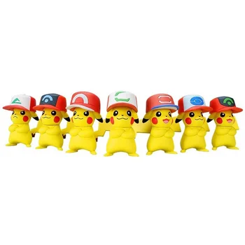 

7 kinds Original pkchu with hat anime cartoon action & toy figures Collection model toy KEN HU STORE