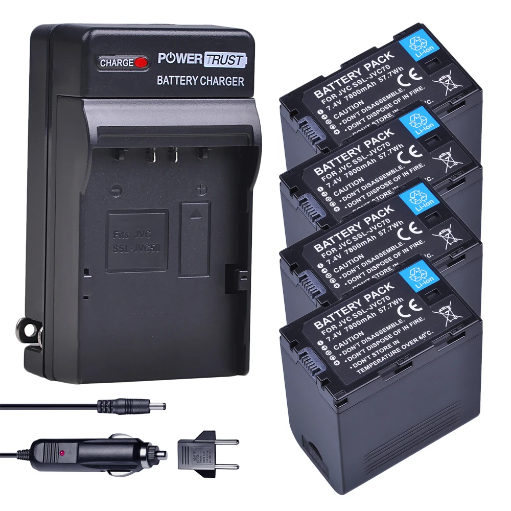 4Pcs SSL-JVC70 7800mAh JVC70 SSL JVC70 Camera Battery and Charger Kits for JVC SSL-JVC50 GY-HM600, GY-HM650, GY-HMQ10, GY-LS300 4Pcs SSL-JVC70 7800mAh JVC70 SSL JVC70 Camera Battery and Charger Kits for JVC SSL-JVC50 GY-HM600, GY-HM650, GY-HMQ10, GY-LS300
