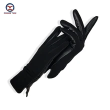 CHING YUN, теплые женские перчатки, нубук, кожа, сшитые, настоящие перчатки, украшены зимой, новинка, овчина, настоящие Женские варежки