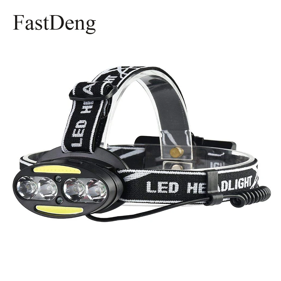 

LED Headlamp 4*T6 +2*COB+2* Red LED Rechargeable T6 Head Light With EU/US Charger For Outdoor Camping Emergency Lighting Lamp