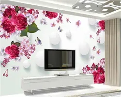 Beibehang очень красивые обои комнатные Роза Бабочка 3D стерео тв обои для стен 3 d papel де parede папье peint
