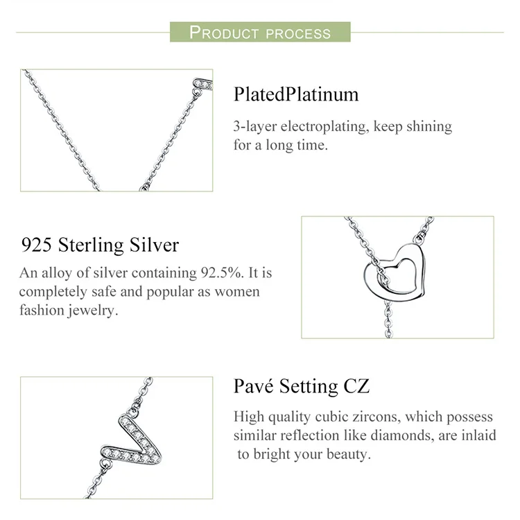 BAMOER романтическое 925 пробы Серебряное ожерелье с подвеской в форме любовного письма Длинная цепочка для женщин модные ожерелья ювелирные изделия SCN318